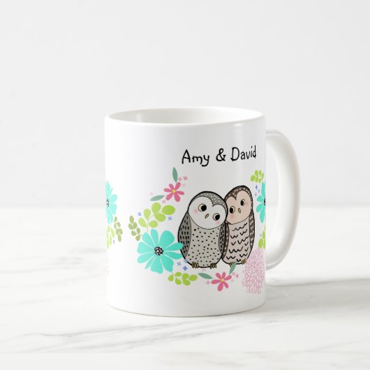 Niedliches Eule Personalisiert mit Individuelle Na Kaffeetasse (VorderseiteRechts)