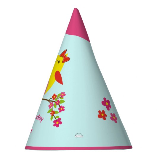 Niedliches Eule Rosa Blume Kinder Personalisiert G Partyhütchen (Rechts)