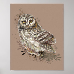 Niedliches Eule,Vogelschutztaube Poster