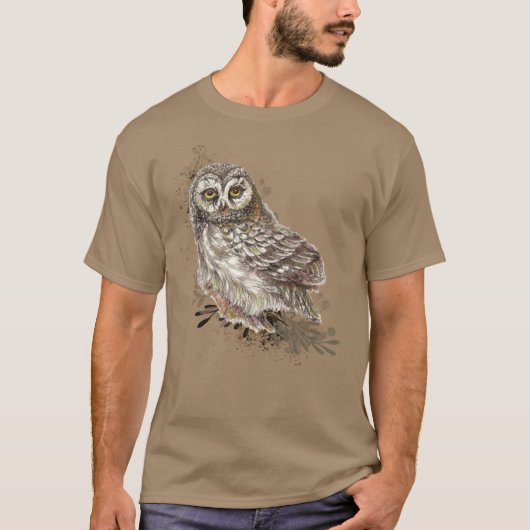 Niedliches Eule,Wasserfarben-Vogelart Benutzerdefi T-Shirt (Vorderseite)