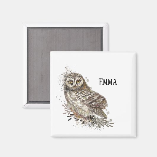Niedliches Eule,Wasserfarbengeflügel Magnet (Vorderseite/Rückseite)
