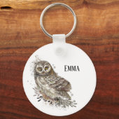 Niedliches Eule,Wasserfarbengeflügel Schlüsselanhä Schlüsselanhänger (Vorderseite)