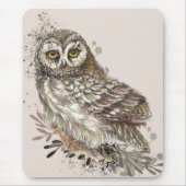 Niedliches Eule,Watercolor Bird Nature Notepad Mousepad (Vorne)