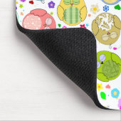Niedliches Eulen- und Blumenmuster Mousepad (Ecke)