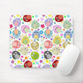 Niedliches Eulen- und Blumenmuster Mousepad (Mit Mouse)