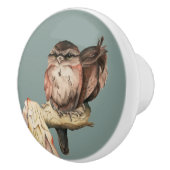 Niedliches Eulen-Vögelwatercolor-Porträt Keramikknauf (Rechts)