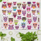 Niedliches Eulenhintergrundmuster für Kinder Geschirrtuch (Gefaltet)