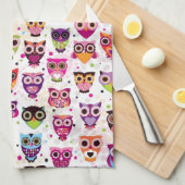 Niedliches Eulenhintergrundmuster für Kinder Geschirrtuch (Viertel Falte)