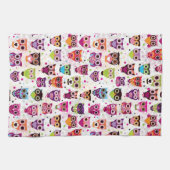 Niedliches Eulenhintergrundmuster für Kinder Geschirrtuch (Horizontal)