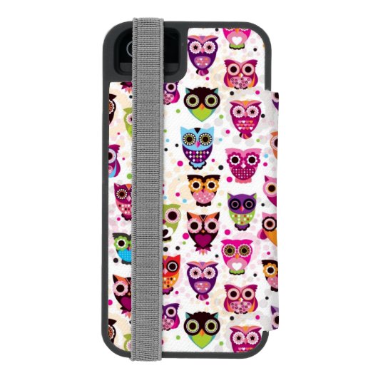 Niedliches Eulenhintergrundmuster für Kinder Incipio iPhone Geldbeutel-Hülle (Folio Rückseite)