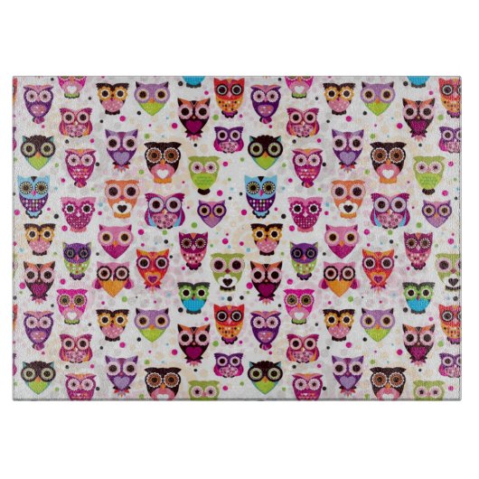 Niedliches Eulenhintergrundmuster für Kinder Schneidebrett (Vorderseite)