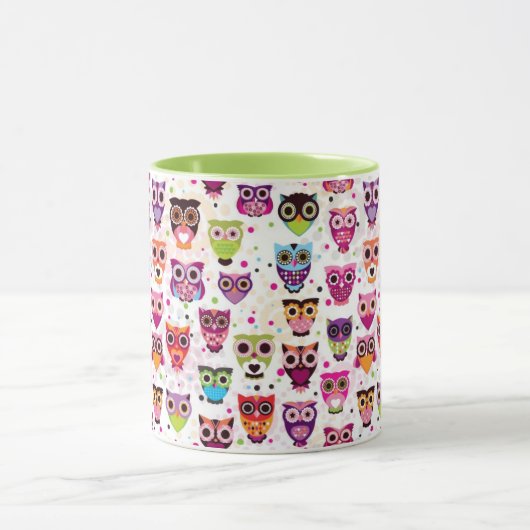 Niedliches Eulenhintergrundmuster für Kinder Tasse (Zentrum)