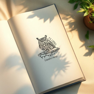 Niedliches Ex Libris Owl Buchzeichen Gummistempel