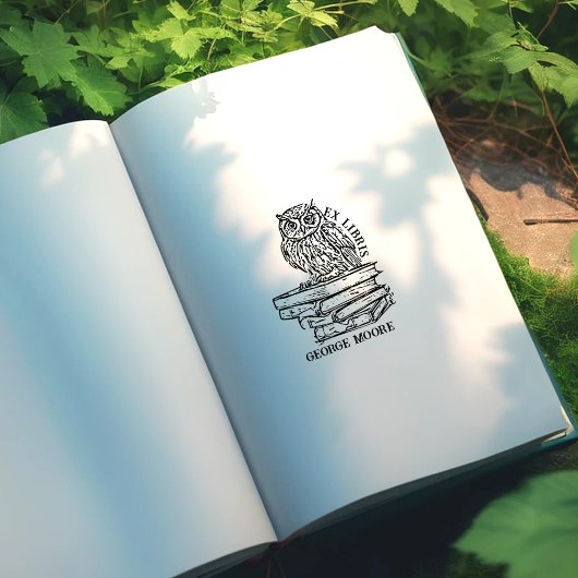 Niedliches Ex Libris Owl Buchzeichen Gummistempel