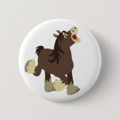 Niedliches exuberant Cartoon Shire Horst Button Ab (Vorderseite)