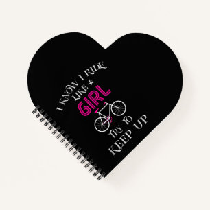 Niedliches Fahrrad Frau Girl Fahrradlerin Notizblock