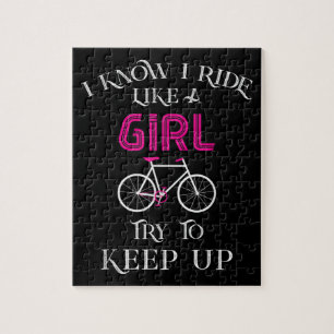 Niedliches Fahrrad Frau Girl Fahrradlerin Puzzle