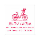Niedliches Fahrrad mit Blume Individuelle Name Rüc Permastempel (Design)