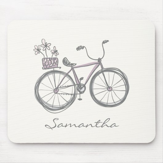 Niedliches Fahrrad Zeichnend in Lilac | Personalis Mousepad (Vorne)