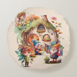 Niedliches Faible und Gnome Rundkissen | Wonderlan Rundes Kissen
