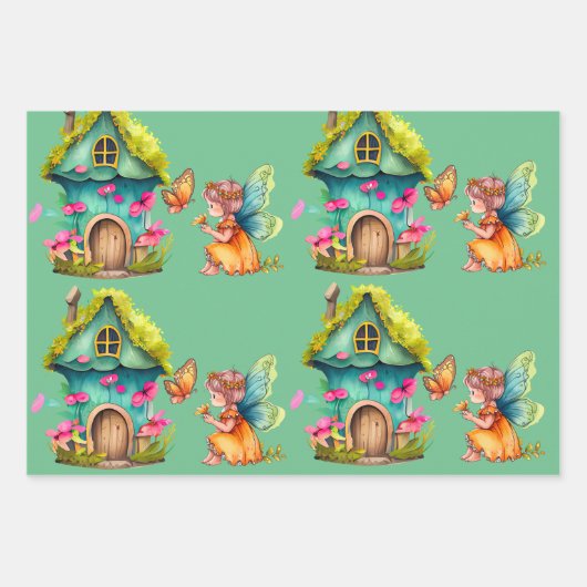 Niedliches Fairy Varieté Geschenkpapier Set (Vorderseite)