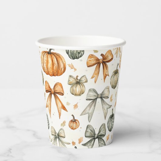 Niedliches Fall Bow-Muster Pappbecher (Rückseite)