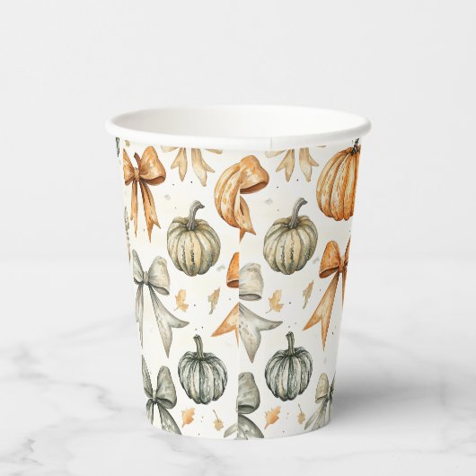 Niedliches Fall Bow-Muster Pappbecher (Rechts)