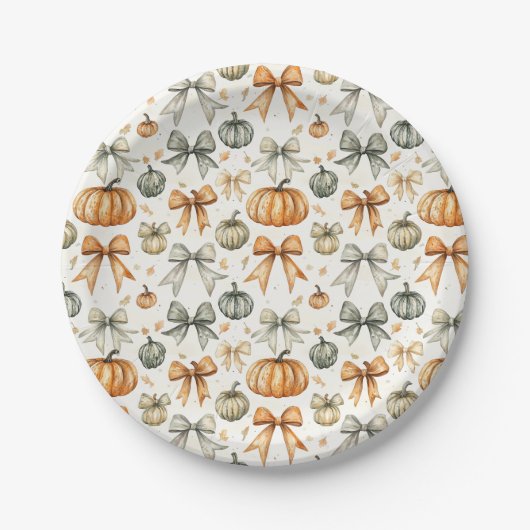 Niedliches Fall Bow-Muster Pappteller (Vorderseite)