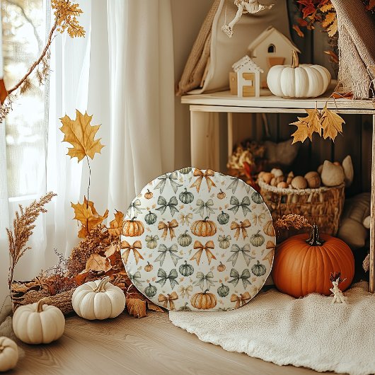 Niedliches Fall Bow-Muster Rundes Kissen