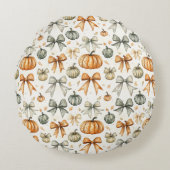 Niedliches Fall Bow-Muster Rundes Kissen (Vorderseite)