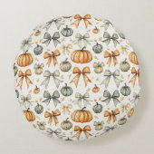 Niedliches Fall Bow-Muster Rundes Kissen (Rückseite)