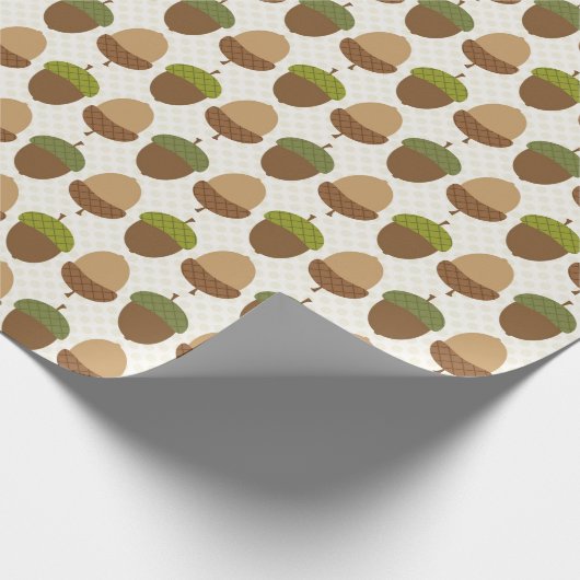 Niedliches Fall-Herbst-Eichel-Nuss-Muster Geschenkpapier (Ecke)