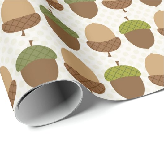 Niedliches Fall-Herbst-Eichel-Nuss-Muster Geschenkpapier (Rolleneckpunkt)