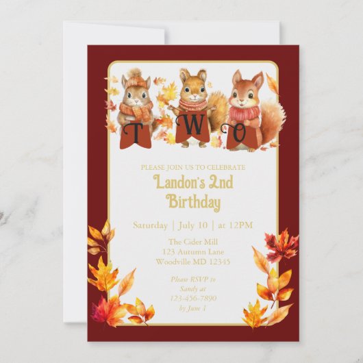 Niedliches Fall-Waldscheich Einladung (Vorderseite)