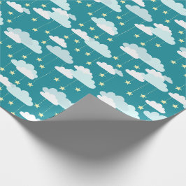 Niedliches Fallstars- und Wolkenmuster Geschenkpapier