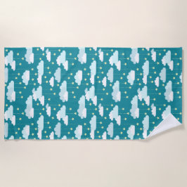 Niedliches Fallstars- und Wolkenmuster Strandtuch