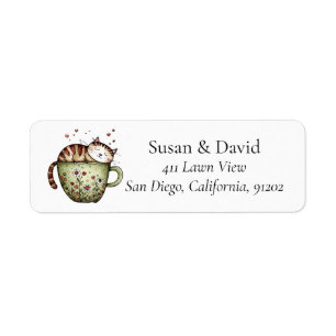 Niedliches Fantasie-Schlafkatze-Tasse-Blumen-Herze