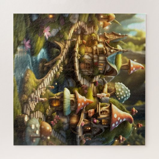 Niedliches Fantasy Gnome Mushroom Mairy Tale Puzzl Puzzle (Horizontal)