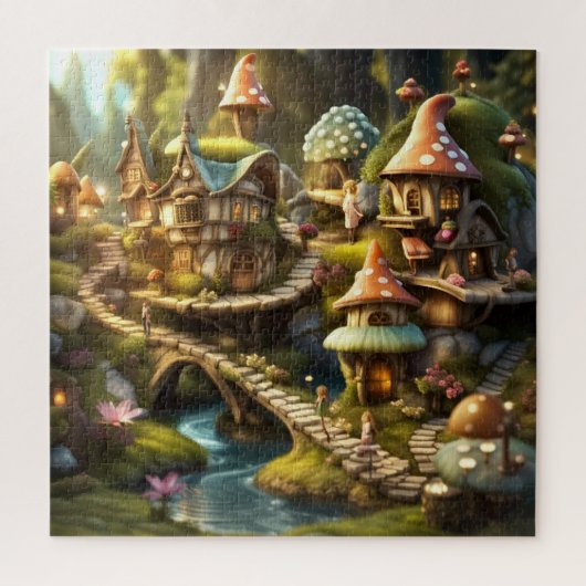 Niedliches Fantasy Gnome Mushroom Mairy Tale Puzzl Puzzle (Vertikal)