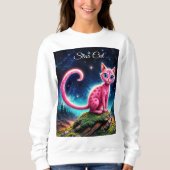 Niedliches fantasy-rosa Tier im nächtlichen Sterne Sweatshirt (Vorderseite)