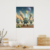 Niedliches Farben von Außerirdischen Poster (Küche)