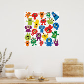 Niedliches, farbenfrohe Monster-Muster Poster (Küche)