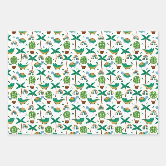 Niedliches, farbenfrohe Schildkrötenmuster Geschenkpapier Set (Vorderseite)