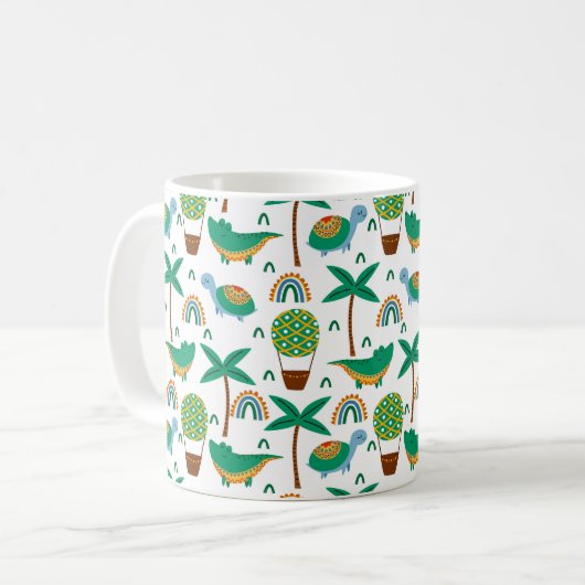 Niedliches, farbenfrohe Schildkrötenmuster Kaffeetasse (Vorderseite Links)