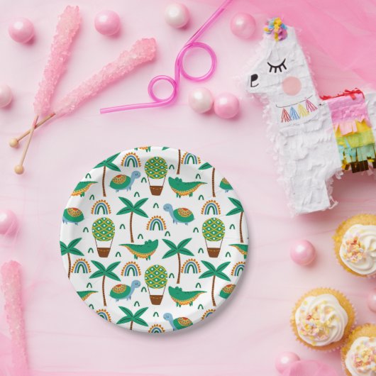 Niedliches, farbenfrohe Schildkrötenmuster Pappteller (Party)