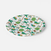 Niedliches, farbenfrohe Schildkrötenmuster Pappteller (Schrägansicht)