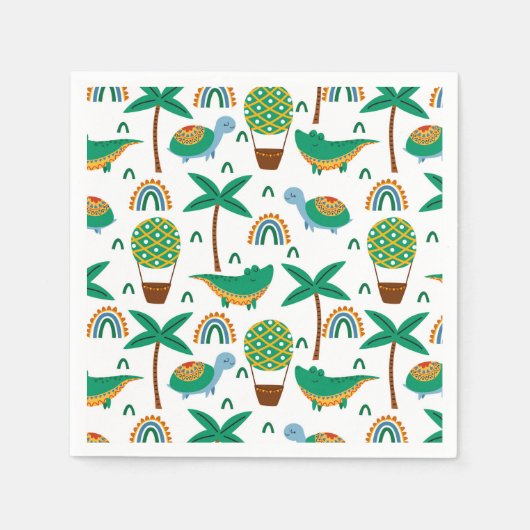 Niedliches, farbenfrohe Schildkrötenmuster Serviette (Vorderseite)