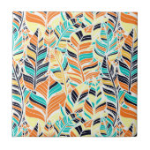Niedliches, farbenfrohes Boho-Blätter-Muster Fliese (Vorderseite)