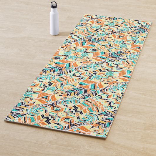 Niedliches, farbenfrohes Boho-Blätter-Muster Yogamatte (Beispiel)