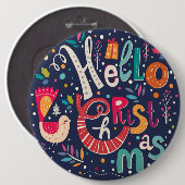 Niedliches, farbenfrohes Weihnachts-Retro-Textdesi Button (Vorne & Hinten)
